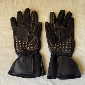 Teknic‎ Black Leather Motorcycle Gloves Men's Medium Riding Protective Gear